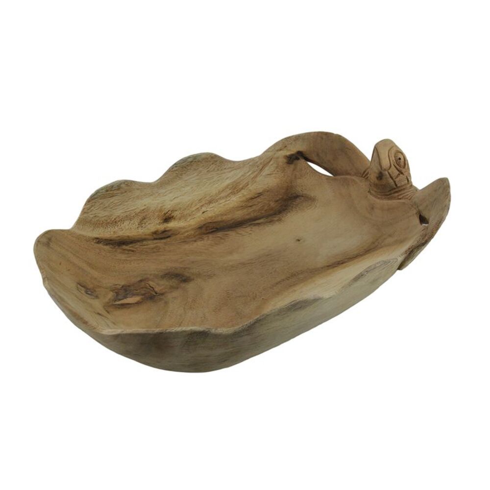 Scratch & Dent Hand Carved Wooden Sea Turtle and Scallop Shell Centerpiece Bowl
